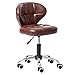 Sgabelli da bar LHA Ergonomici Sedia Salone di Bellezza Girevole Sgabello da Barbiere Manico Regolabile 60-80 cm, con Schienale e Ruota, Marrone