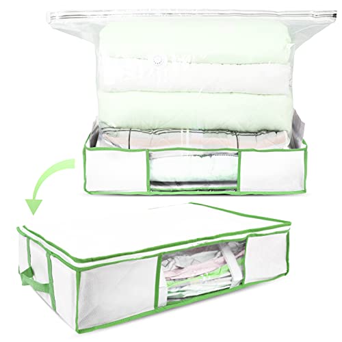 TAILI Bolsa de almacenamiento al vacío, XL Gran Capacidad (65x50x15.5cm), Cubo Bolsa Vacio Ropa Incluida, 80% de Ahorro de Espacio para Edredones, Mantas, Colchas, Bolsa de Almacenaje Bajo Cama Cover