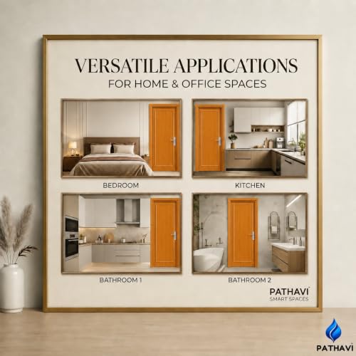 Image of PVC Door with Frame, 30 mm Thick, 27 x 81 Inches (2.25 x 6.75 ft), Light Brown Color, Waterproof, Termite Resistant, 550 Density, 12 kg