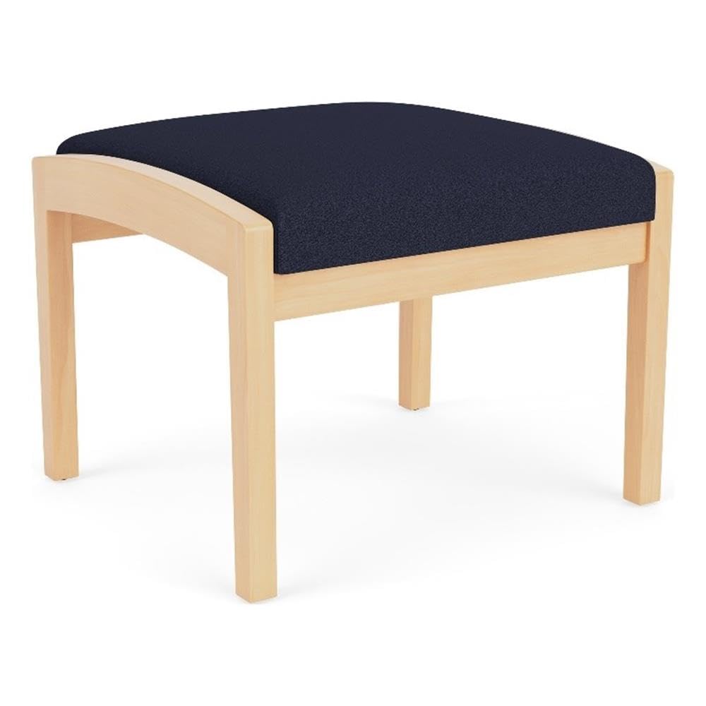 Lenox Wood Reception Waiting 18" 1-Seat Bench/Natural Wood/Navy Blue