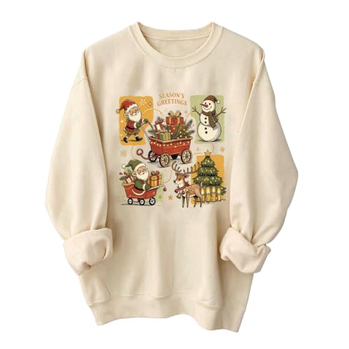 Ssuyeuri Christmas Sweatshirts for Women Santa Xmas Tree Crewneck Pullover - image 7