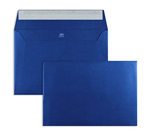 250 Stück, Farbige Briefumschläge, DIN C5, Haftklebung mit Abziehstreifen, Gerade Klappe, 250 g/qm Boutique so... silk, Ohne Fenster, Blau (Fair Blue), Blanke Briefhüllen