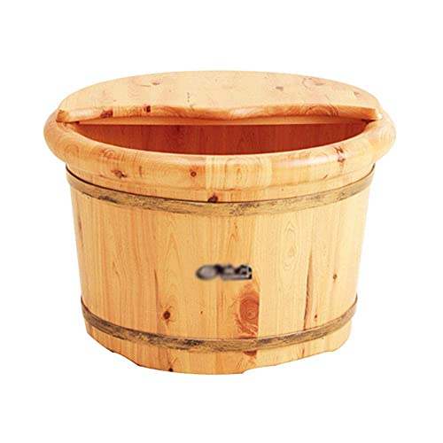 Baño de pies de madera natural con tapa