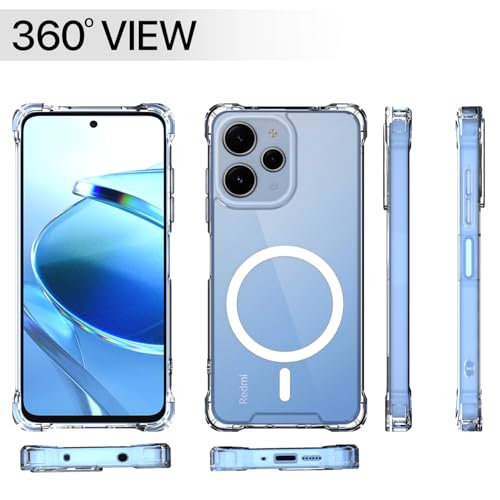 Image of Pikkme Back Cover for Redmi 12 5G / Poco M6 Pro 5G Mag-Safe Shockproof PC + TPU | Protective Case Magnetic Support | Bumper Case (Transparent Mag-Safe)