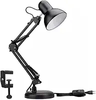 Luminária Mesa Articulada Tipo Pixar Preta - Ajustável 360° Garra Multifuncional Home Office Estudo