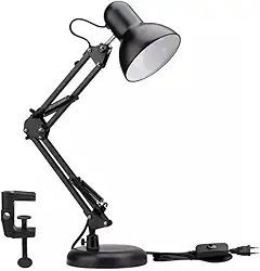 Luminária Mesa Articulada Tipo Pixar Preta - Ajustável 360° Garra Multifuncional Home Office Estudo