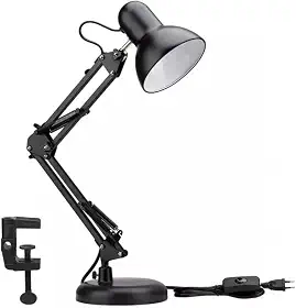 Luminária Mesa Articulada Tipo Pixar Preta - Ajustável 360° Garra Multifuncional Home Office Estudo