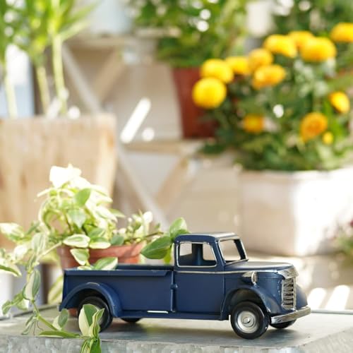 SOFFEE DESIGN 10in Collectible-Vehicles Classic Truck, Pick-up Model Iron Decorations, Collectible Figurine Desktop Car Wine Holder for Home Decor, Dark Blue - Image 4