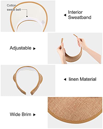 3 Pcs Kids Visor Sun Hats for Girls Boys, Adjustable UV Protection Athletic Sports Hats for Children Summer Large Brim Visor Cap for 2-7 Years Old, White Khaki Black3