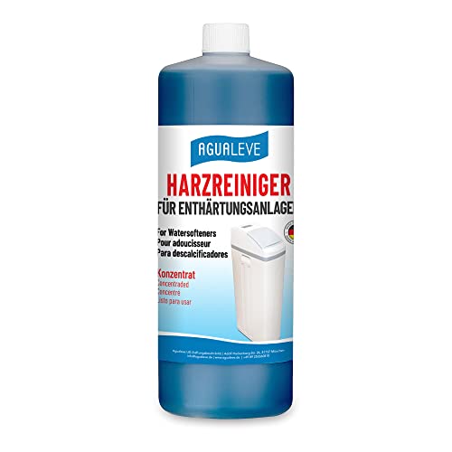 AGUALEVE 1 Ltr. Harzreiniger für Entkalkungsanlagen | Für Enthärtungsanlagen der meisten Hersteller geeignet | Gründliche Reinigung und Desinfektion | Markenqualität Made in Germany