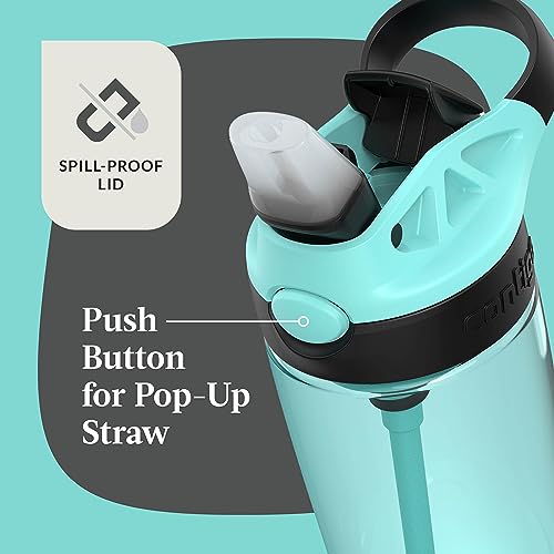 Image of Contigo Aubrey Kids Dinos & Sharks Cleanable Water Bottle with Silicone Straw Spill-Proof Lid Dishwasher Safe 14oz 2-Pack (Pack of 4)