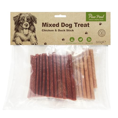 Paw Paw Bastoncini di pollo e anatra Snack da 500g per cani (1, 500)