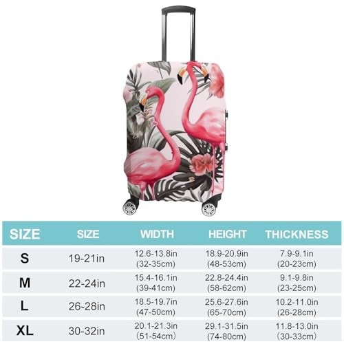 Flamingo Floral Printed Luggage Cover, Washable Elastic Suitcase Cover Protector Fit 18-32 Inch Luggage2