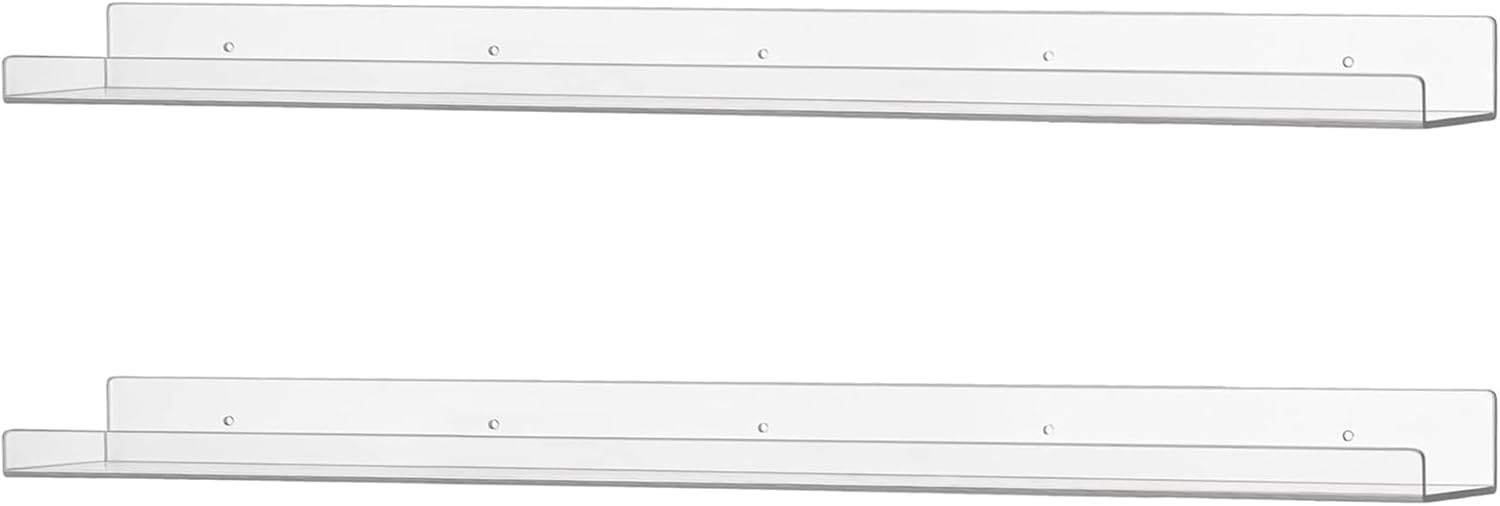 Clear Shelves 2 Pack, Floating Shelves Acrylic for Bathroom Living Room Study Room, Display Storage (36 Inches) 2 Pcs 36 Inch