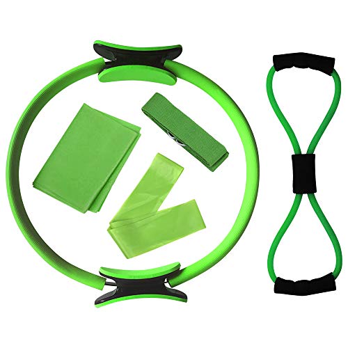 Conjunto de equipamentos de ioga pedkit – 5 peças – anel de pilates + 8 faixas de resistência + tira