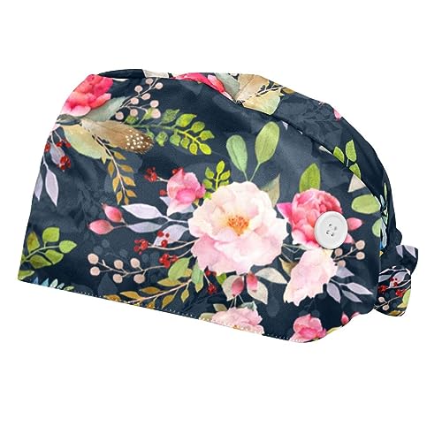 Casquettes de travail fleurs roses VERED pour rester au frais en cuisine et en milieu médical