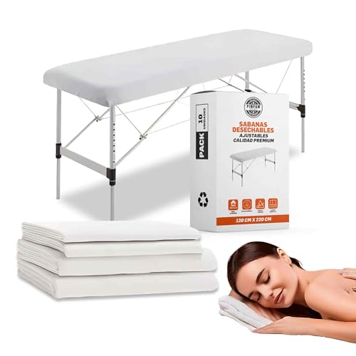 PimPam Factory Sabanas Camilla Ajustables de TNT Desechables 120x220cm - Pack 10 - Funda Camilla Plegable - Papel Camilla - Repele Líquido