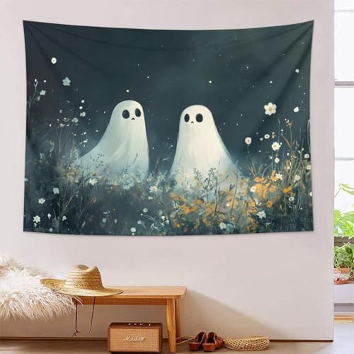 Djheips 16989416 Cute White Ghosts Tapestry Wall Hanging Halloween Tapestries Goth Tapestry Horror Tapestry Wall Hanging thumb #2