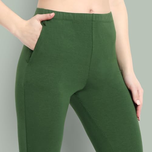 Image of ONE SKY Women Full Length Leggings | Cotton Modal Spandex Blend | High Waist Stretchable & Bio-Washed Fabric | Colour-Lock Technology | Comfortable Leggings for Women