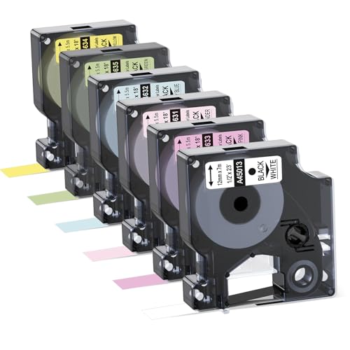Anycolor 45013 Label Tape Replace for Dymo D1 Label Tape a45013 S0720530 | Black on White 12mm for LabelManager 160 280 420P 210D 360D PnP COLORPOP Label Maker 12 In x 23 Ft 4 Pack product thumbnail 10