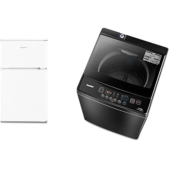 Comfy Home Appliance Set, 2 Pieces, Refrigerator, 13.6 gal 90 L White + Washing Machine, 13.2 lbs 6 kg, Black, Living Alone, New Home Appliance Set