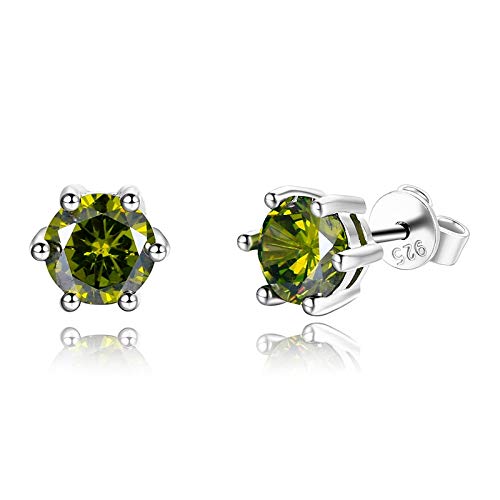 Boucles d'oreilles argent 925 avec zircon vert olive AAAAA éclat joaillerie unique