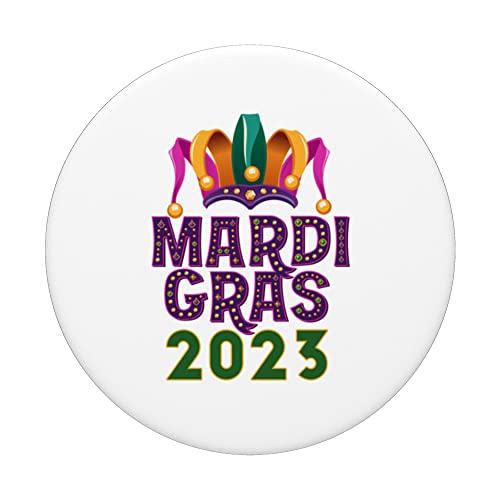 Mardi Gras Jester Hat 2023 Fat Tuesday Celebration PopSockets Swappable PopGrip, Black - Image 3