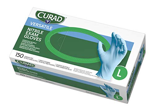 Curad Nitrile Exam Gloves, Latex Free, 9.5" Length, Large, Blue (Pack of 150) image 4
