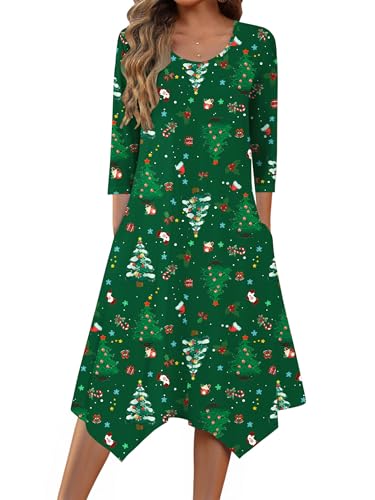 Image of Zeagoo Midi Dresses Women 2026 Dress 3 /4 Sleeve Casual Dresses with Pockets A Line Summer Beach Sundress