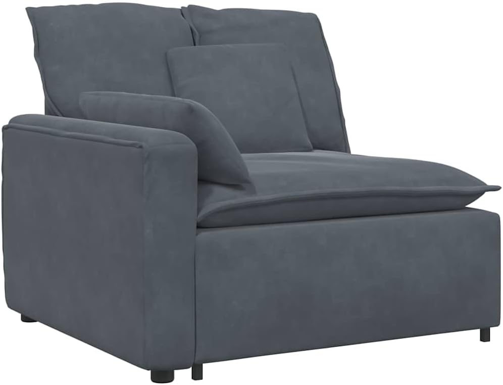 Modular Sofa Dark Grey Velvet (100% Polyester) L-Shaped Modular Living Room Furniture
