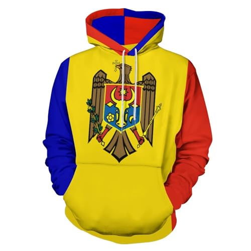 Sweat à capuche imprimé drapeau Moldavie pour homme et ado