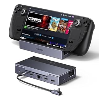 UGREEN 6 in 1 Docking Station Compatibile con Steam Deck OLED Switch ROG Ally X Legion Go Dock USB C HDMI 4K 120Hz VRR FreeSync G-Sync Adattatore Ethernet Gigabit 3 Porte Dati 5Gbps PD 100W