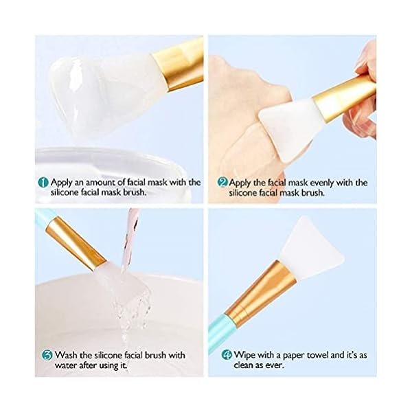 Facial Skin Care Horizon Mask Mixing Bowl DIY Set, U-MATE 5 in 1 Set include 1 Silicone Face Mask Bowl + 1 Stick Spatula + 2 Silicone Face Mask Brushes + 1 Premium Soft Bristle Brush Face Mask Applicator, Face Treatment Mask Mixing Tool Kit
