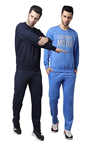 Image of Mack Jonney Fleece Printed Tracksuit Co-ord Set for Men (Pack of 2)-SW RN NVY 49 SKY LOWER NVY SKY 04-P