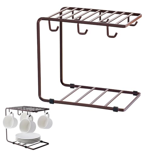 YIMINI Supporto per Tazza In Metallo, Portabicchieri Cucina per Uso, Supporto per Tazza da Caffè, Espositore per Tazze da Tè, Portabicchieri da Appendere, Adatto per Tazze da Tè e Stoviglie (Caffè)