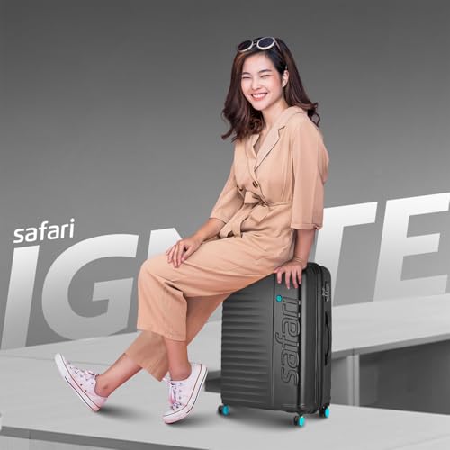 Image of Safari Ignite 8 Wheels 71 Cms Medium Cabin Trolley Bag Hard Case Polycarbonate 360 Degree Wheeling System Luggage, Trolley Bags for Travel, Suitcase for Travel, Black