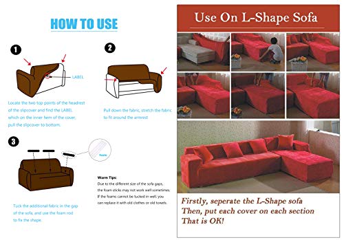 WOMACO L Shape Sofa Covers Sectional Sofa Cover 2 pcs Stretch Sofa Slipcovers for L-Shape Couch (L-Shape 2+3 Seats, Dark Gray)