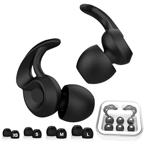 Bouchons d’oreille pour dormir, Eargrace 2 paires bouchons d’oreille en silicone à réduction de bruit, protection auditive Bouchons d’oreille pour sommeil, festivals, concerts, travail, voyages (noir)