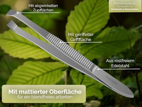 InstrumenteNrw Profi Zeckenentferner für Haustiere Zeckenzange Hunde Zeckenpinzette 8 cm präzise abgewinkelt gerade breite Zupffläche - Rostfrei