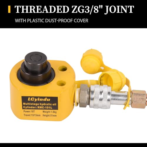 Image of Porta Power Kit 10T Multi Section Stroke Hydraulic Ram Cylinder Jack RMC-101L 0.98 inch Stroke Single-Acting + 400cc Hydraulic Hand Pump CP-180 for Machinery and Industry
