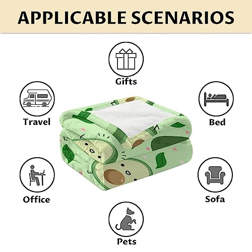 Blanket for Girls - 50"x60" Cute Avocado Throw Gifts - Green Soft Fuzzy Blankets for Bed, Couch & Living Room