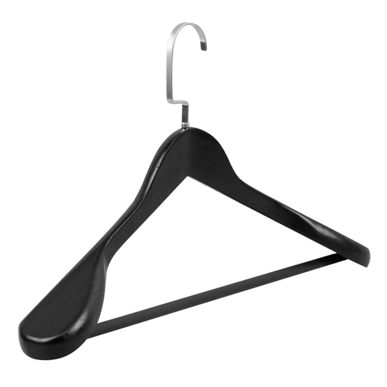 Cintres robustes en bois pour costumes et grands porte-manteaux de penderie noirs