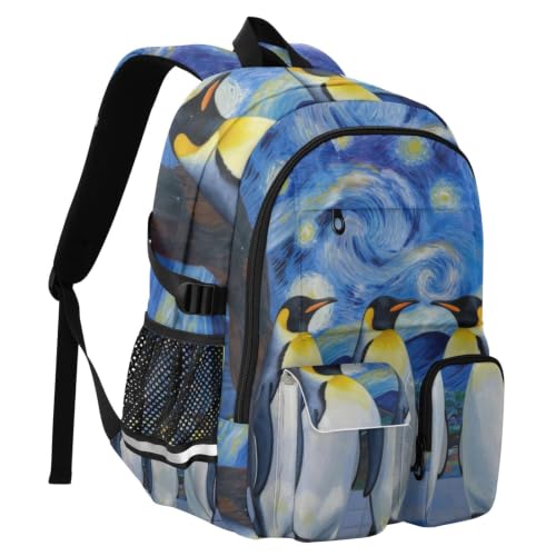 Mochila para laptop de 17.5 pulgadas negra con diseño de pingüino emperador 2