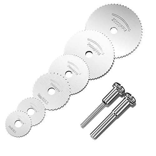 Newbuuloo Lot de 8 Lames de Scie Circulaire, Disques de Coupe pour Outil Rotatif, Bague de réduction, HSS lames de scie outil rotatif pour pierre, bois, fibre de verre, plastique et métal Cover
