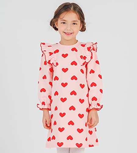 Ozkiz Heart Dresses for Girls Toddler Pink Dress with Hearts Ruffle 4t2