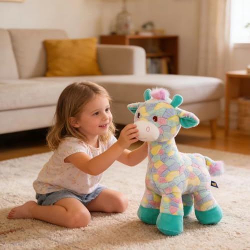 Image of SCOOBA Vibrant Eye Soothing Multi Color Giraffe Soft Toy 40cm Height (Giraffe)