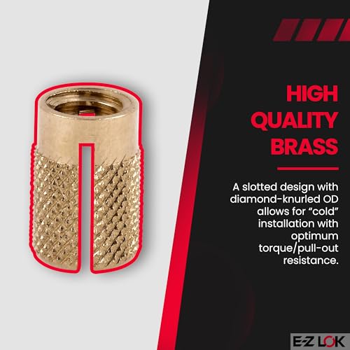 E-Z LOK Threaded Insert for Plastic Flush Brass Thread Inserts 1/4-20 Pack of 25