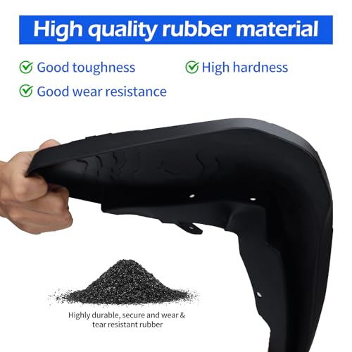 Image of Mud Flaps Compatible with Land Rover Defender 90 110 2020-2025 No-Drill OEM Fit Contour Topographic Design Self-Tapping Screw Installation Durable Soft Rubber Wheel Arch Guards (Pair)