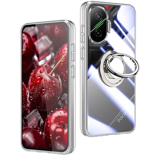 Xiaomi POCO F7 ��p �P�[�X �N���A TPU �����O�t�� 360°��]�X�^���h�@�\ �ϏՌ� �V���I�~ Poco F7 �J�o�[ �y�ʔ��^ ��ʕی� ���ϖh�~ ����~�ߑ΍�