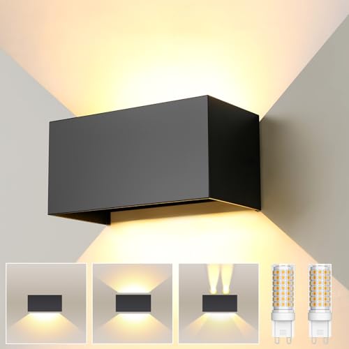 ENCOFT 24W LED Lampada da parete per interni ed esterni, lampadina sostituibile G9, lampada da parete impermeabile IP65, lampada da parete bianco caldo 3000K, lampada da corridoio